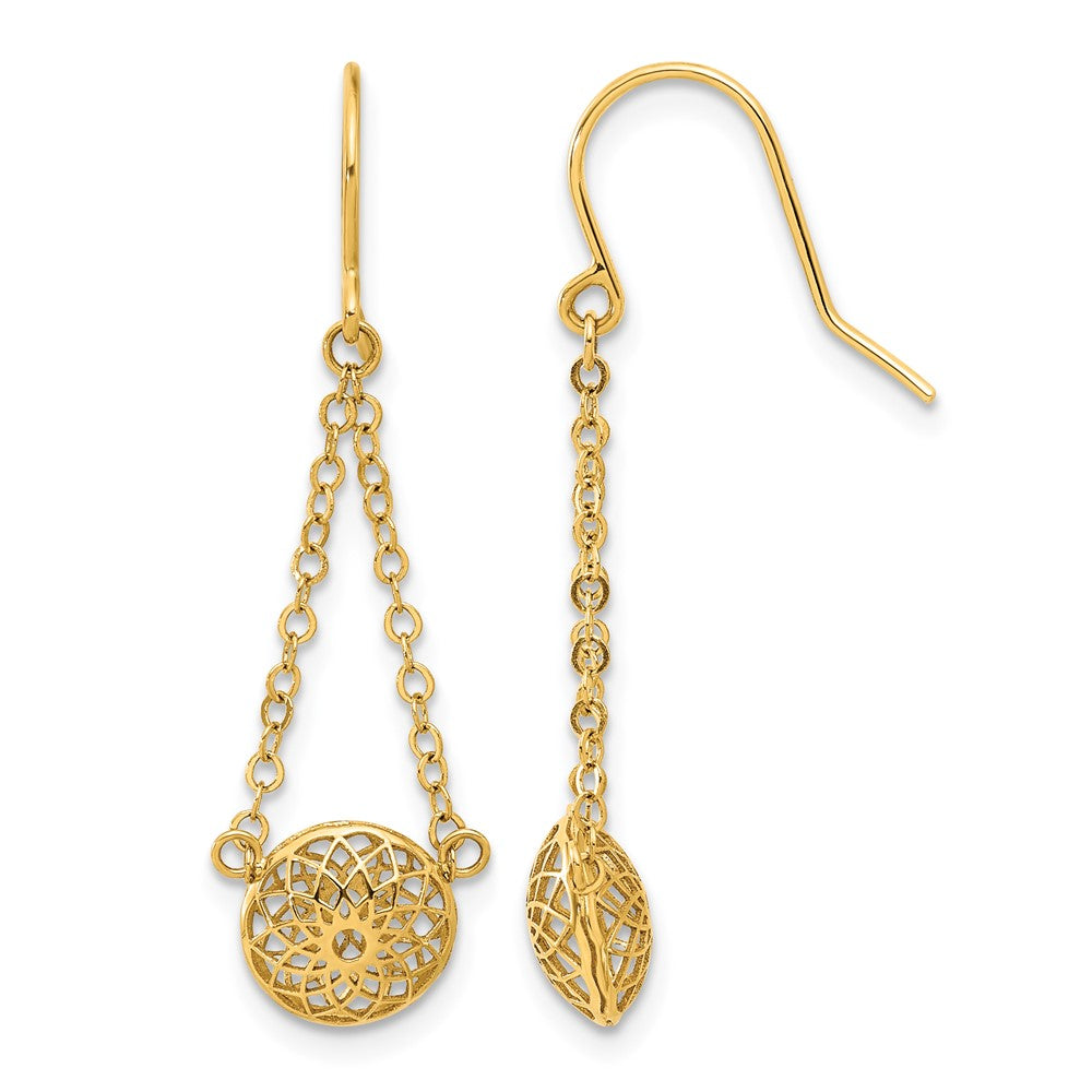 14k Polished Cut Out Hollow Dangle Earrings