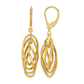 14k Polished Oval Twisted Dangle Leverback Earrings