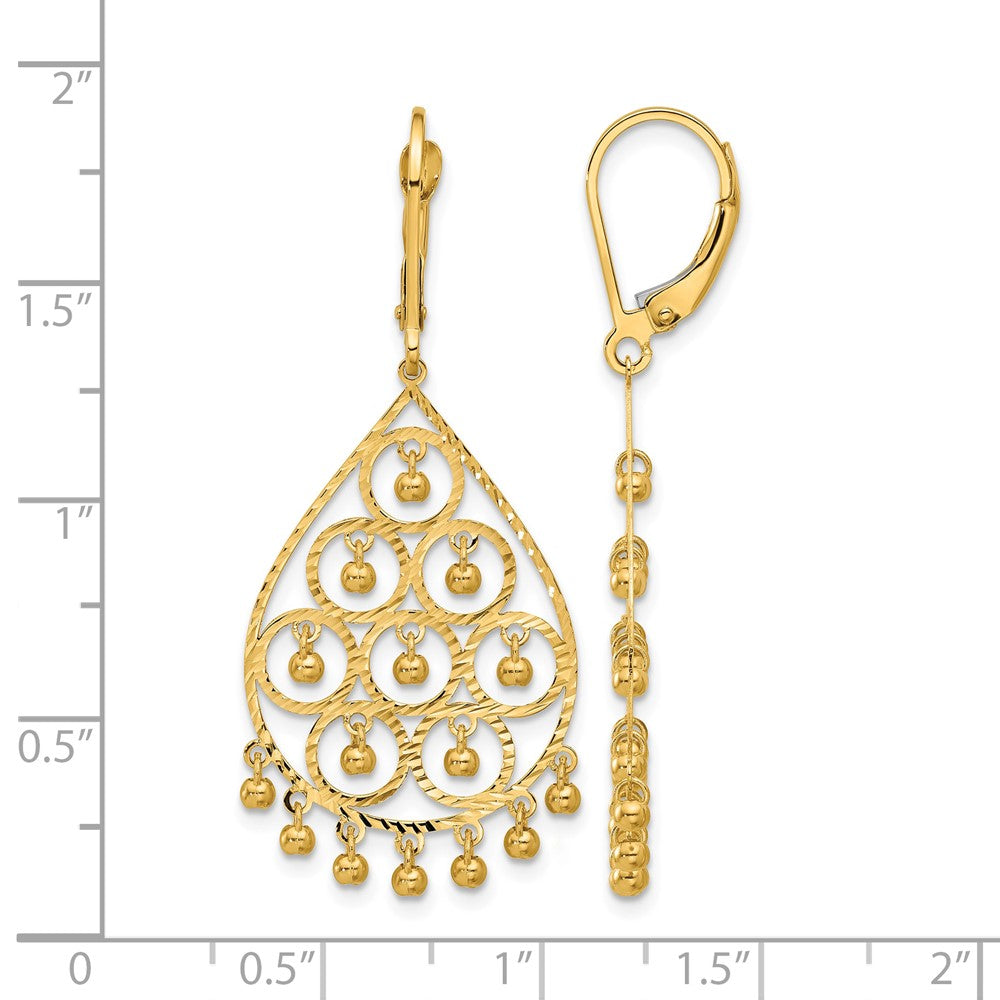 14K Polished and Diamond-cut Chandelier Style Dangle Earrings