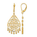 14K Polished and Diamond-cut Chandelier Style Dangle Earrings
