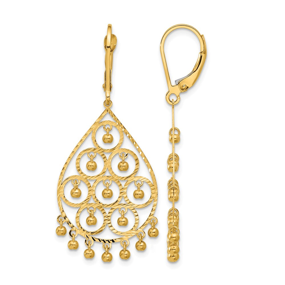 14K Polished and Diamond-cut Chandelier Style Dangle Earrings