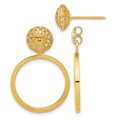 14k Polished Cut Out Hollow Dangle Circle Post Earrings