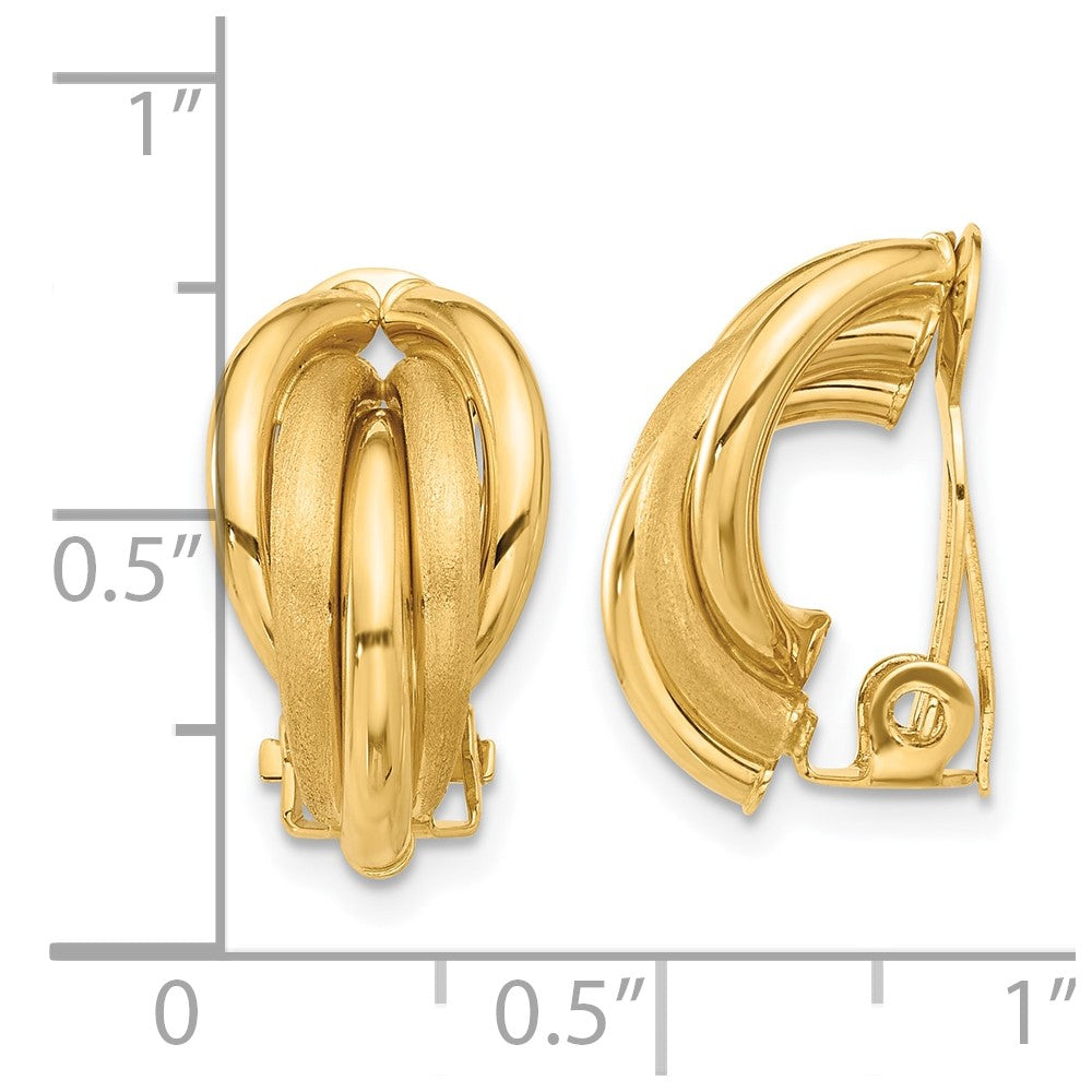 14K Polished and Satin Omega Clip Non-pierced Earrings