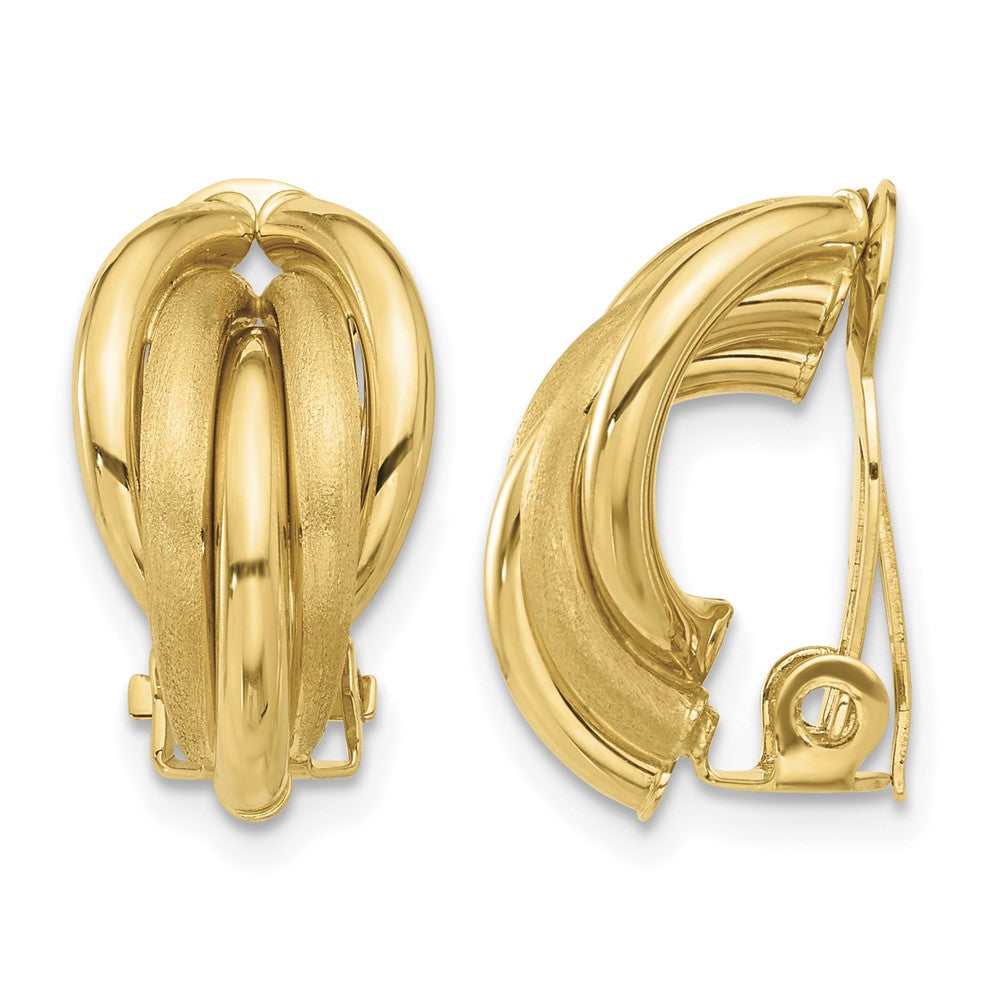 14K Polished and Satin Omega Clip Non-pierced Earrings