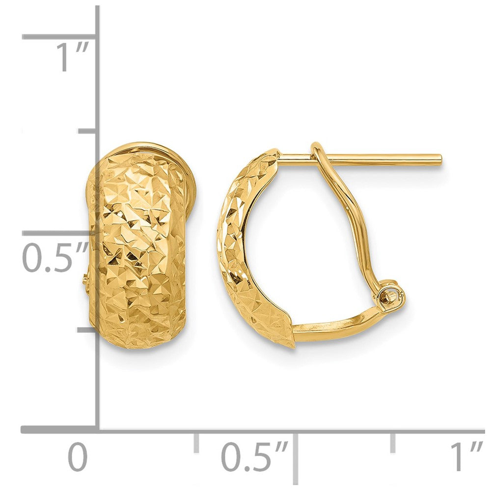 14K Polished and Diamond-cut Omega Back Earrings