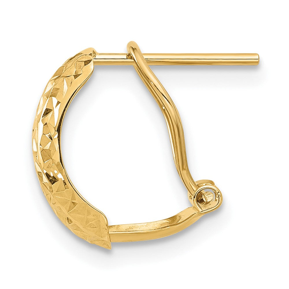 Single 14K Polished and Diamond-cut Omega Back Earring