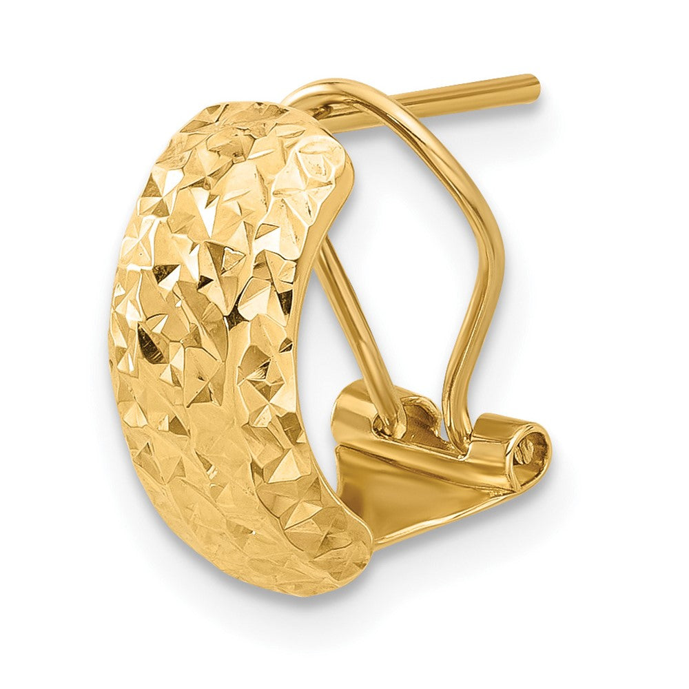 Single 14K Polished and Diamond-cut Omega Back Earring
