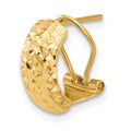Single 14K Polished and Diamond-cut Omega Back Earring
