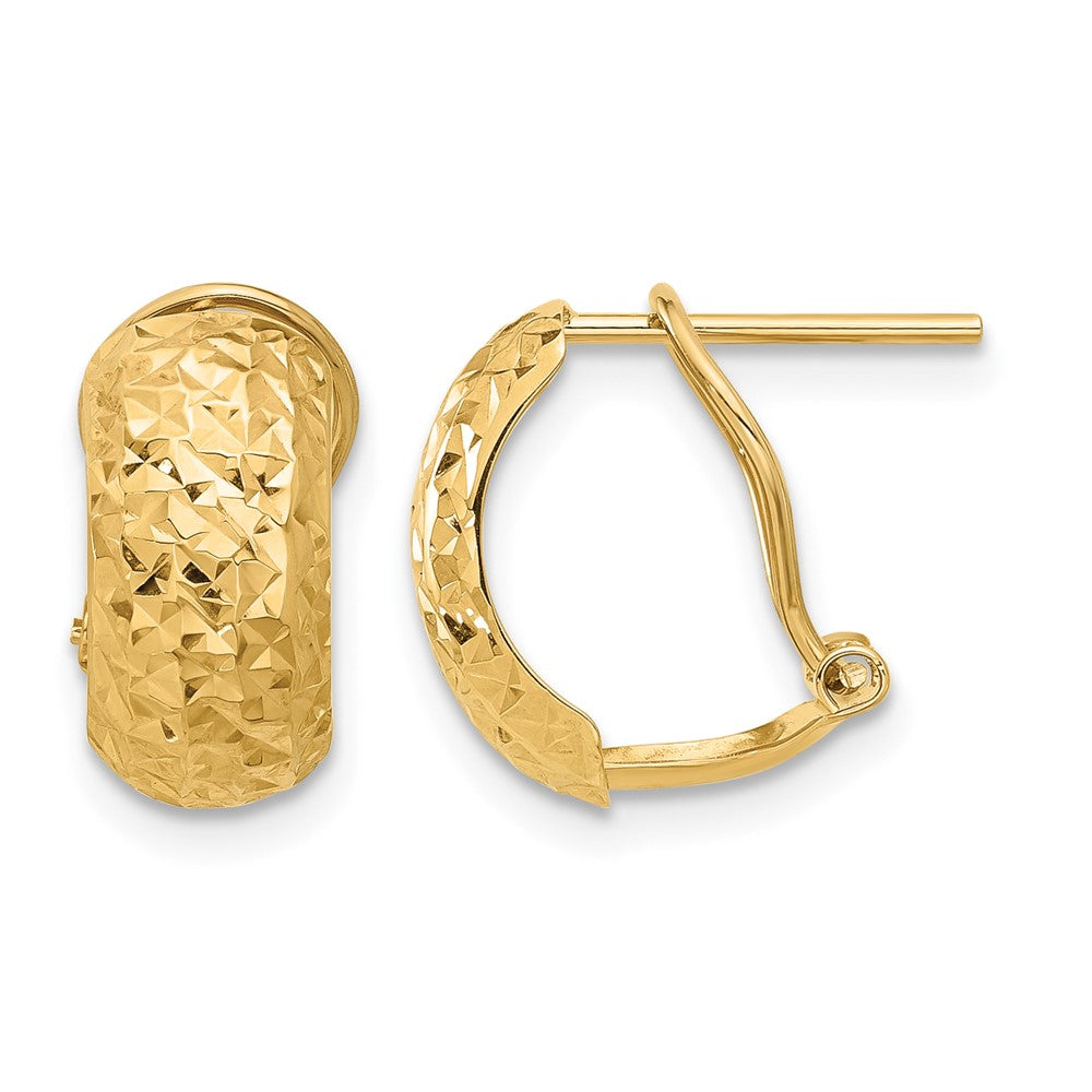 14K Polished and Diamond-cut Omega Back Earrings