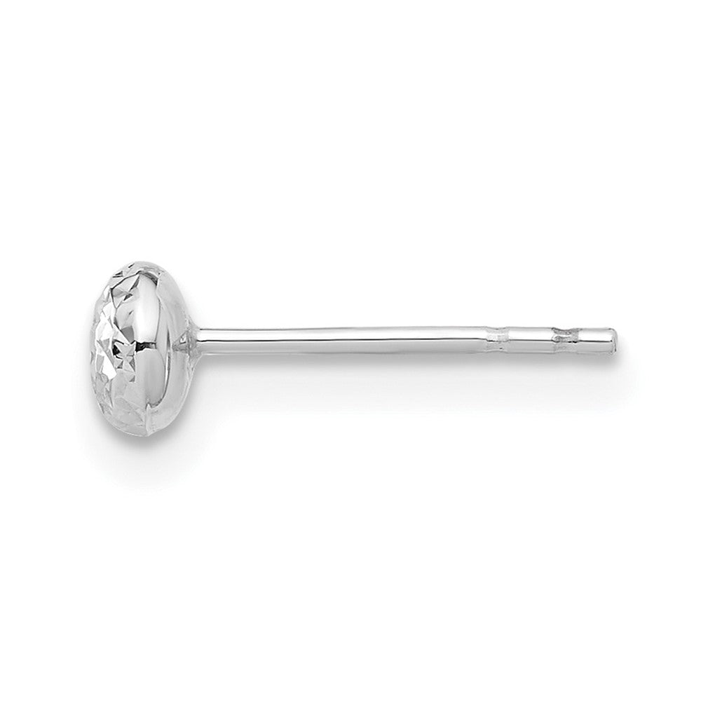Single 14K White Gold Polished and Diamond-cut 4.5mm Button Post Earring