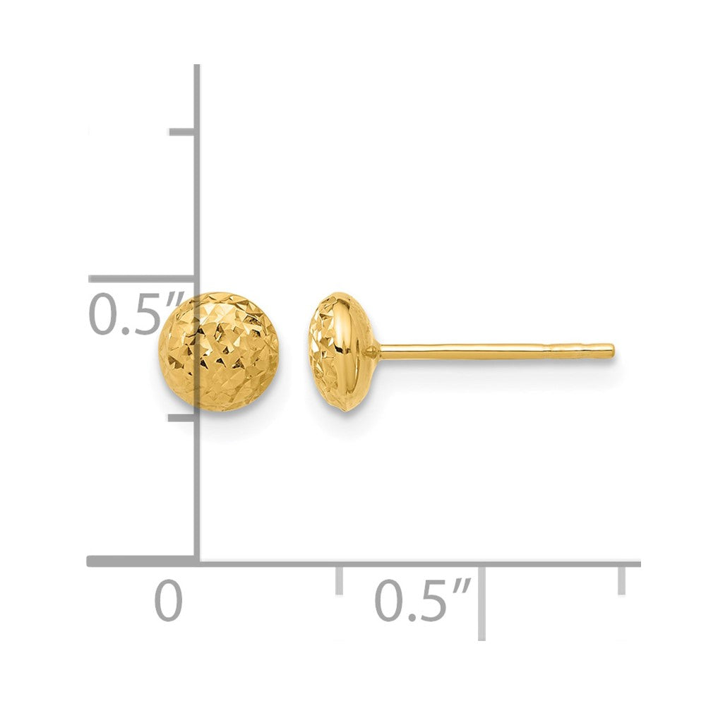 14K Polished and Diamond-cut 5.5mm Button Post Earrings