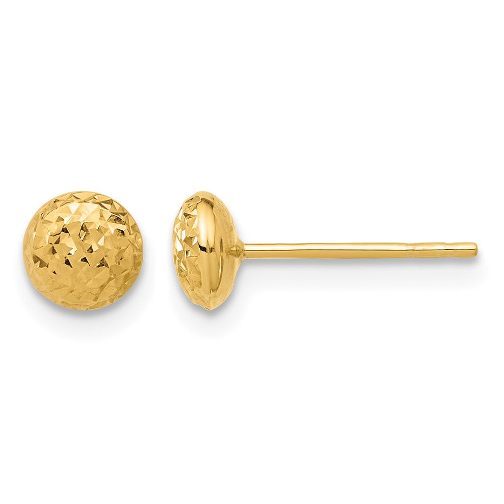 14K Polished and Diamond-cut 5.5mm Button Post Earrings