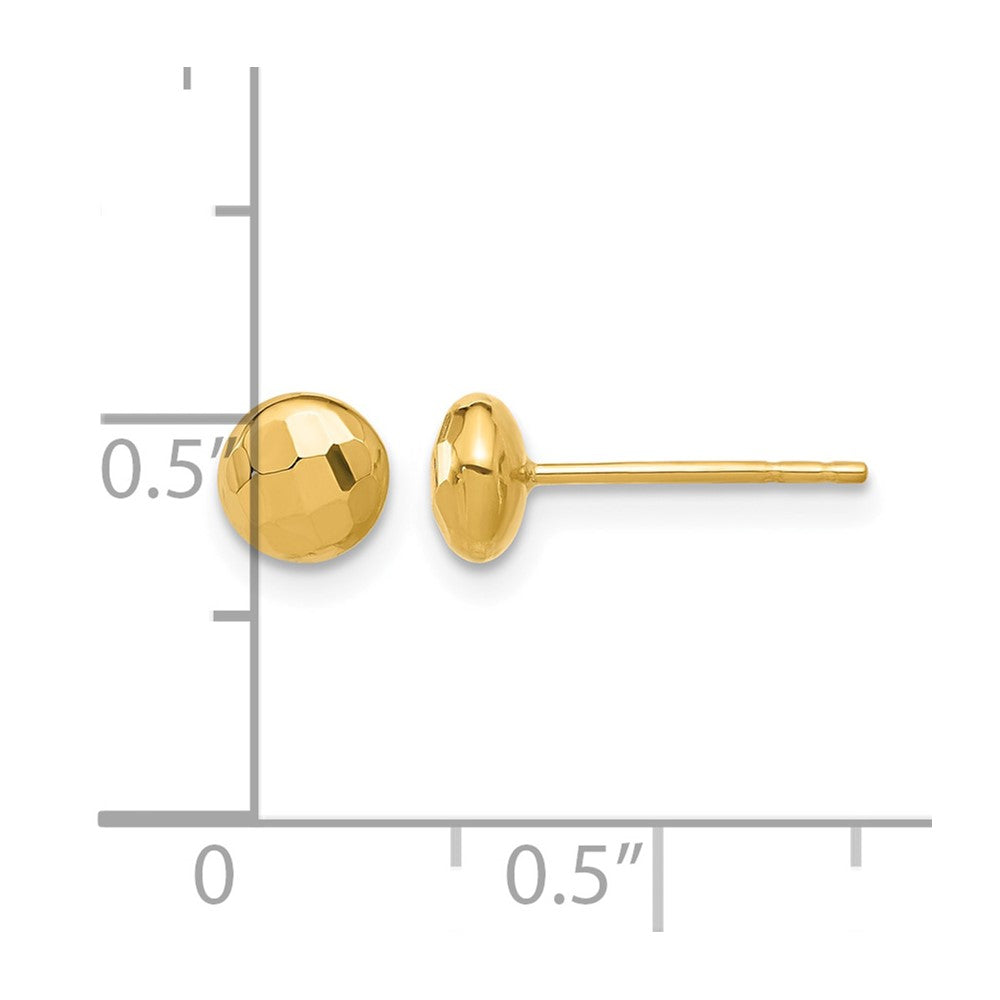 14K Polished and Diamond-cut 5.5mm Button Post Earrings