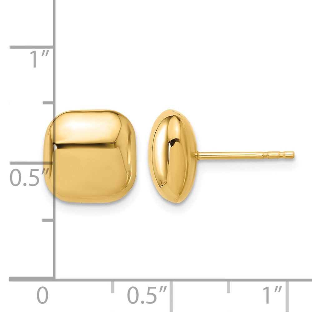 14K Polished 10mm Puffed Square Post Earrings