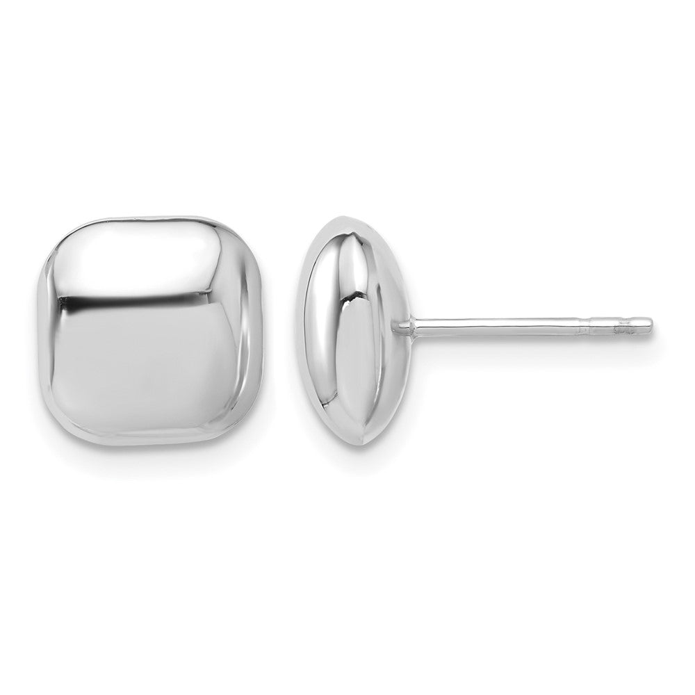 14K White Gold Polished 10mm Puffed Square Post Earrings