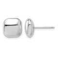 14K White Gold Polished 10mm Puffed Square Post Earrings