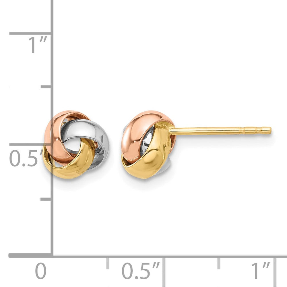 14K Polished Tri-color Love Knot Post Earrings