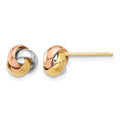 14K Polished Tri-color Love Knot Post Earrings