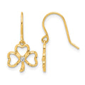 14k and White Rhodium D/C Clover Dangle Earrings