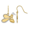 14k and White Rhodium D/C Bee Dangle Earrings