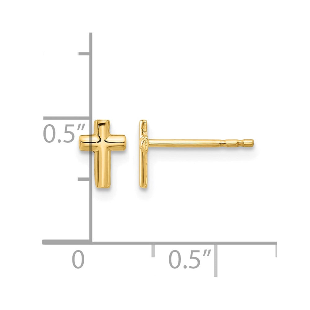 14K Polished Cross Post Earrings
