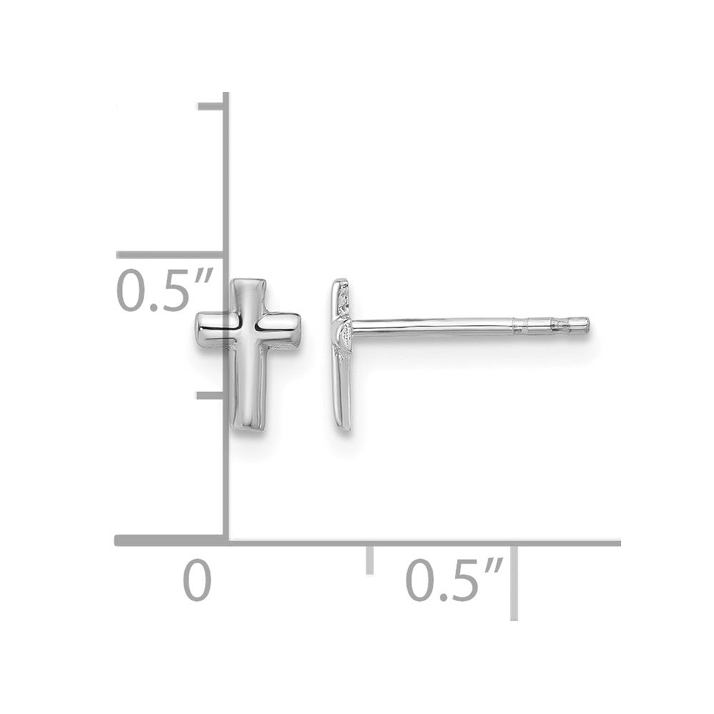14K White Gold Polished Cross Post Earrings