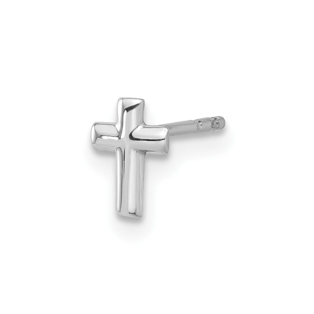 Single 14K White Gold Polished Cross Post Earring