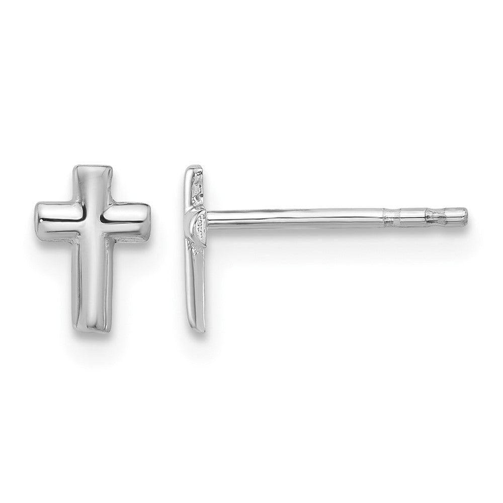 14K White Gold Polished Cross Post Earrings