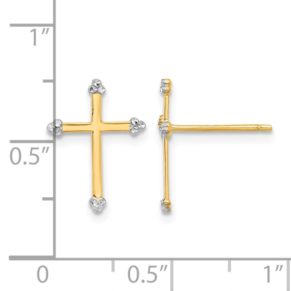 14k and White Rhodium D/C Cross Post Earrings