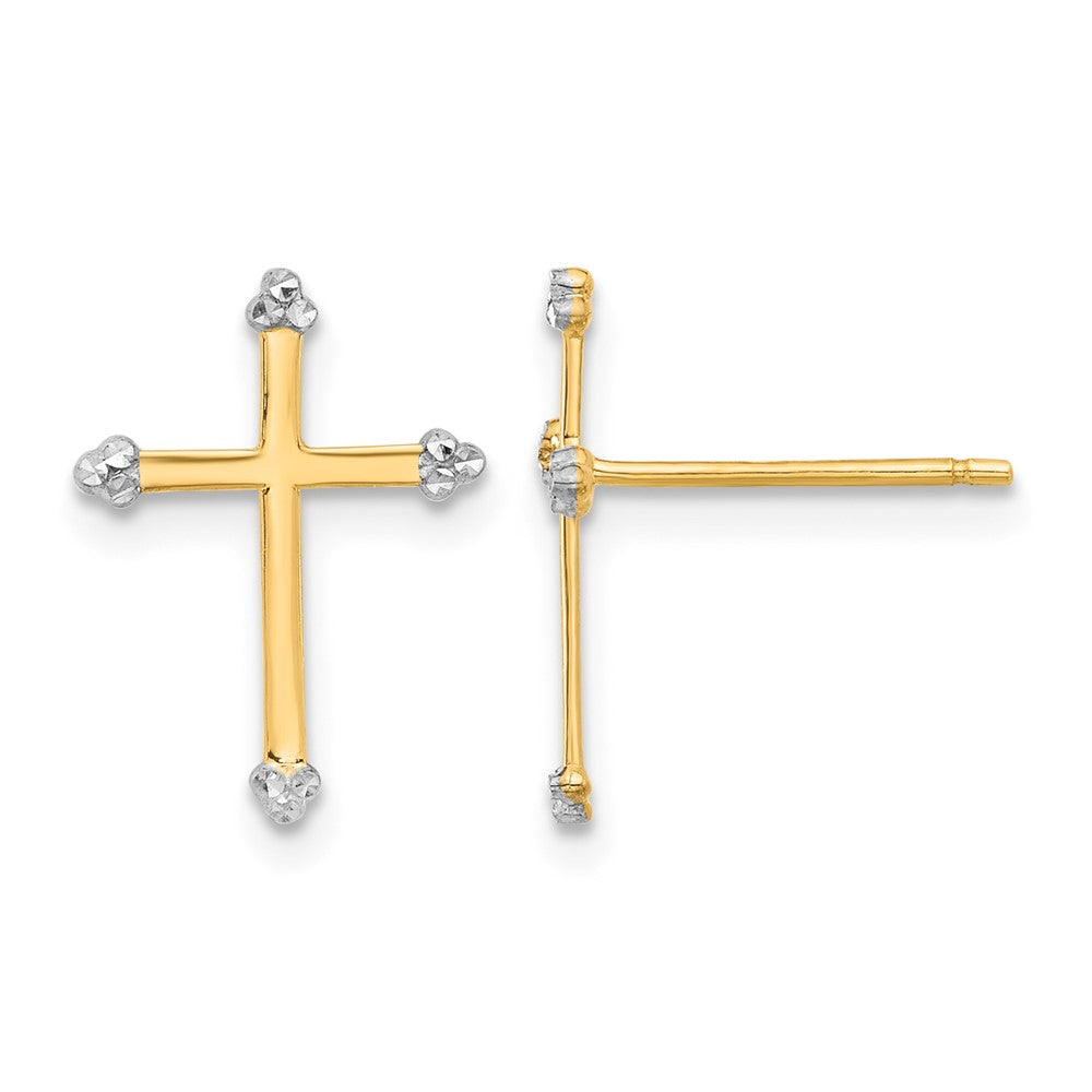 14k and White Rhodium D/C Cross Post Earrings