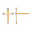 14k and White Rhodium D/C Cross Post Earrings