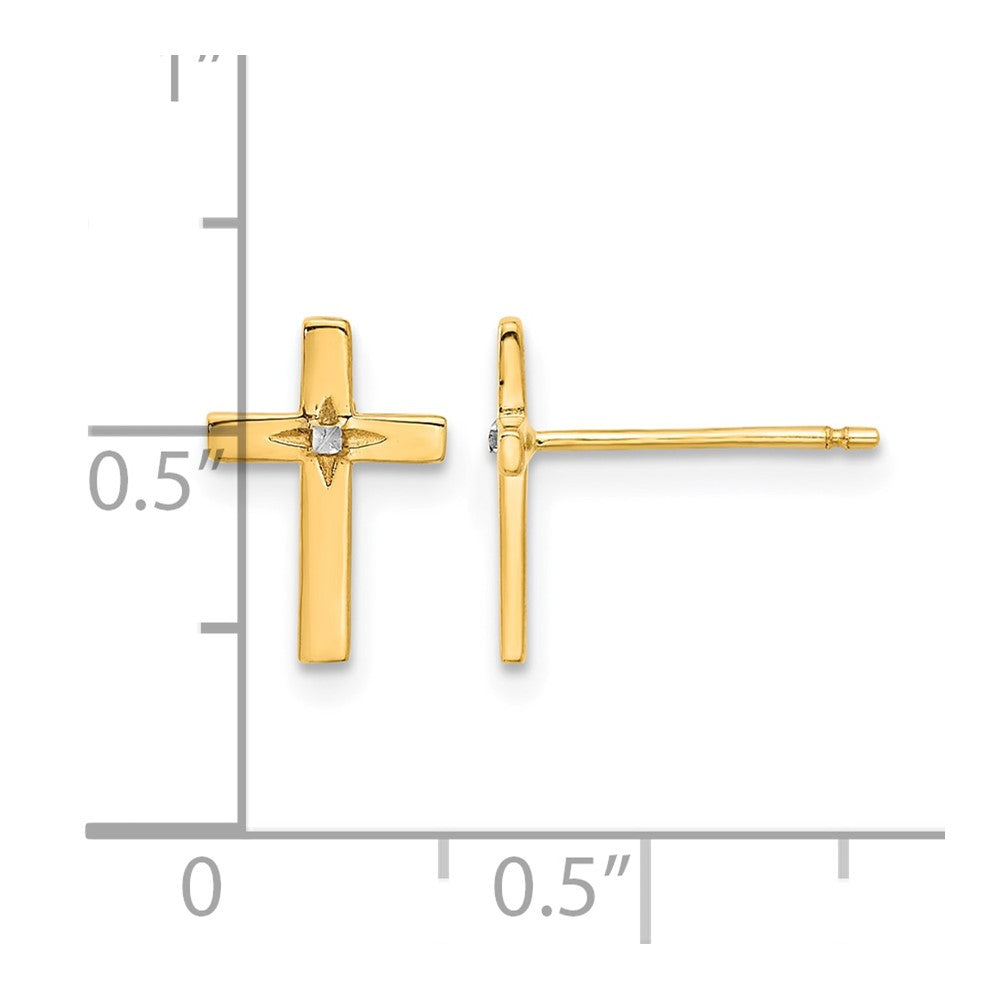 14k and White Rhodium Cross Post Earrings