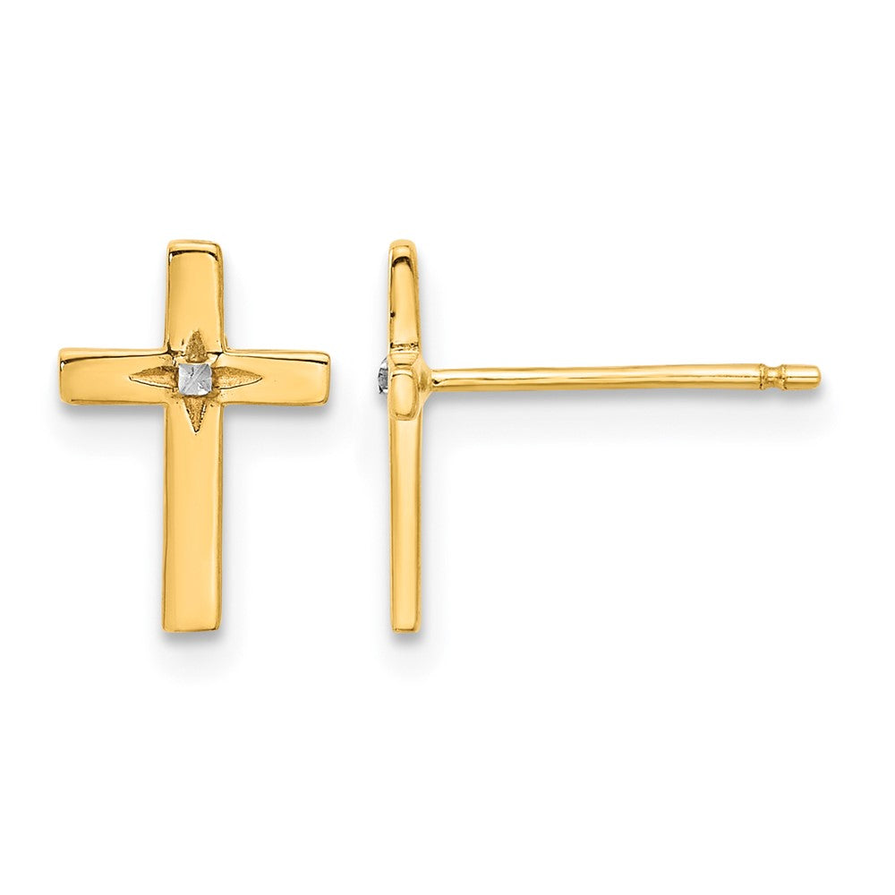 14k and White Rhodium Cross Post Earrings