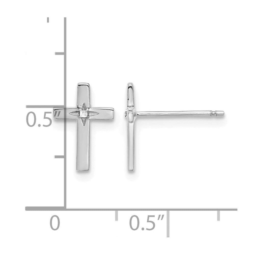 14k White Gold Cross Post Earrings