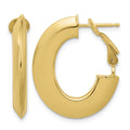 14K Polished Knife Edge Oval Hoop Omega Back Earrings