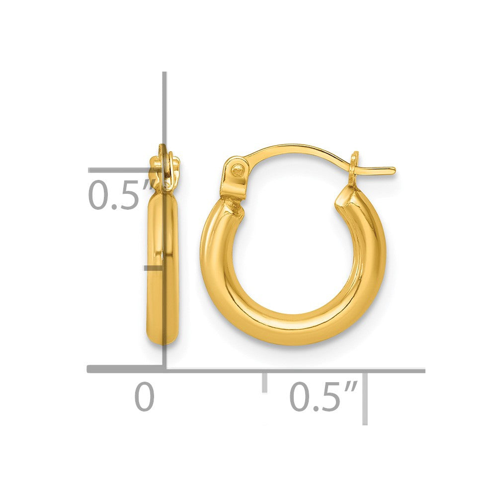 14k Polished 2mm Hoop Earrings