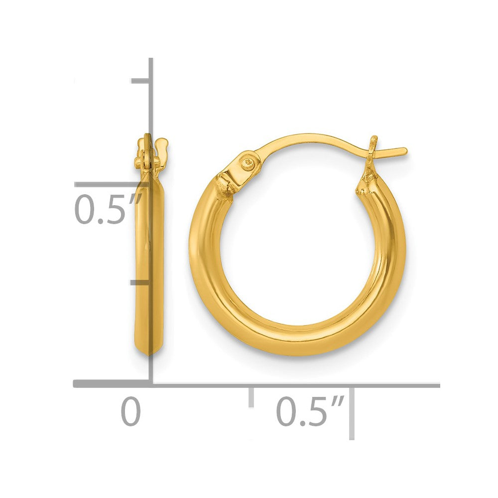14k Polished 2mm Hoop Earrings