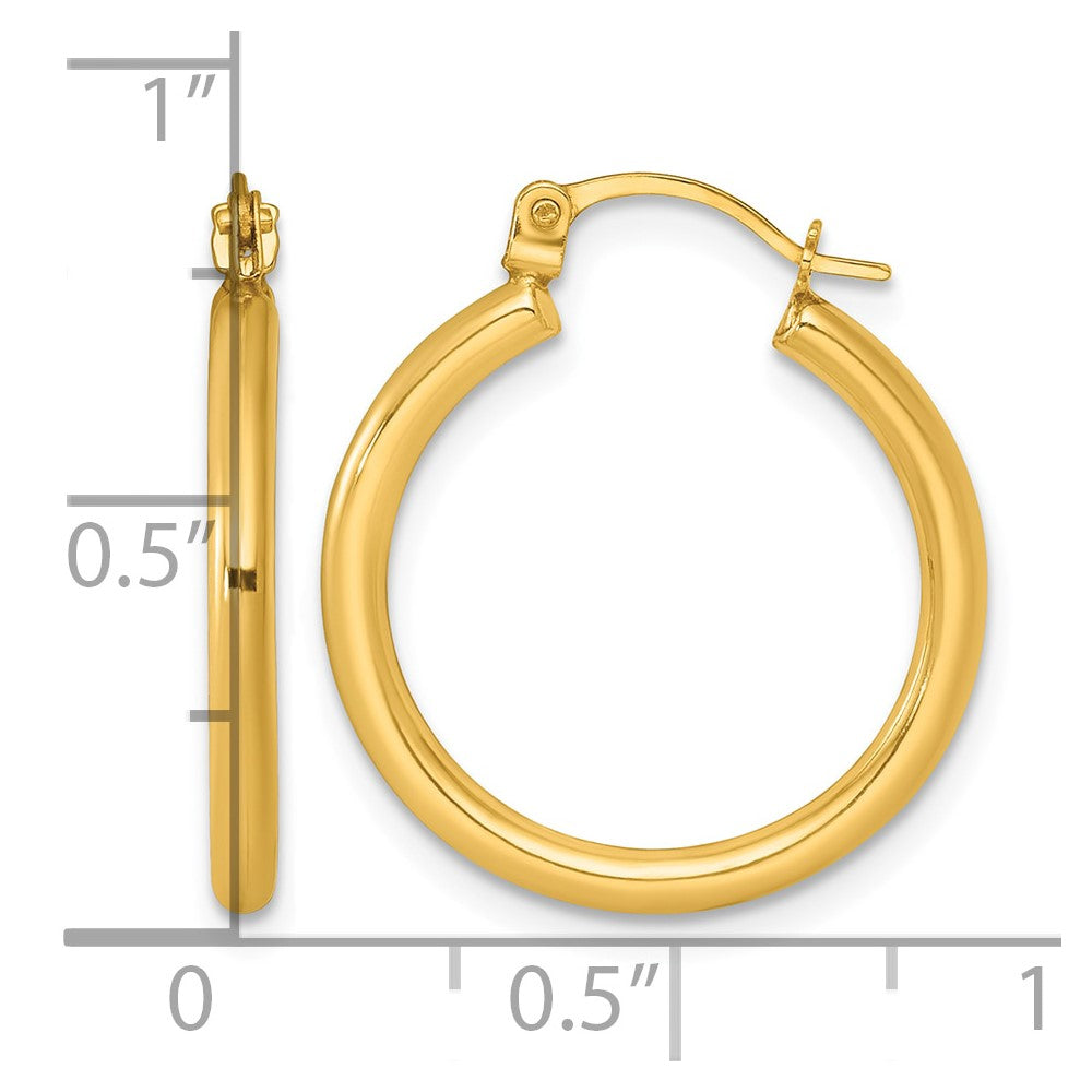 14k Polished 2mm Hoop Earrings