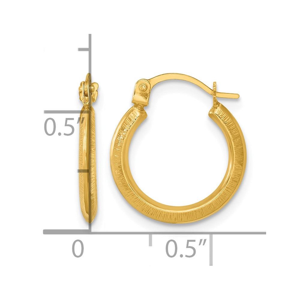 14k Polished And Textured 1.75mm Hoop Earrings