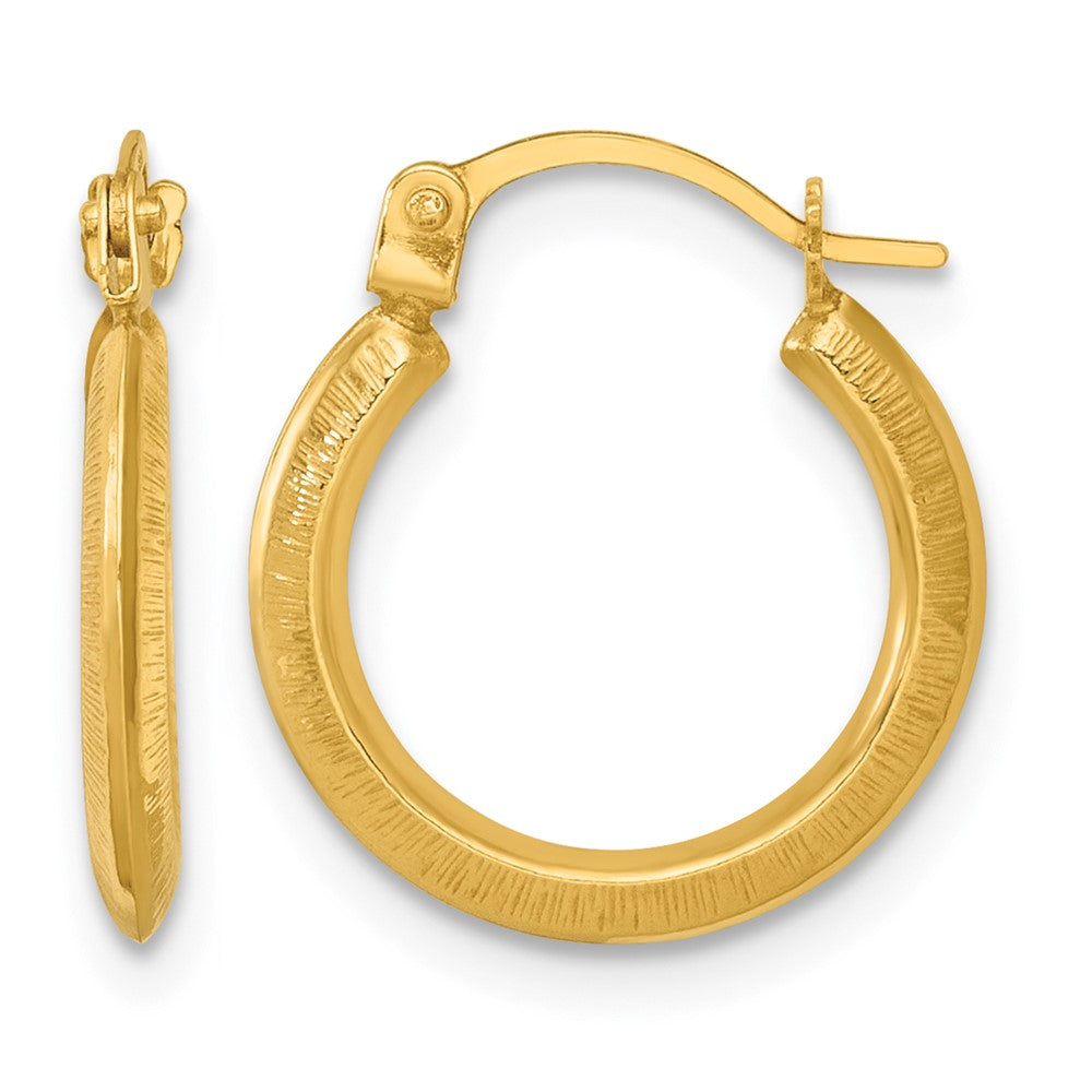 14k Polished And Textured 1.75mm Hoop Earrings