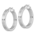 14k White Gold Polished Grooved Hoop Earrings