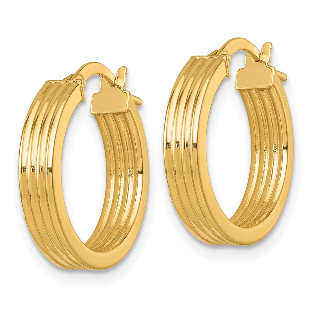14k Polished Grooved Hoop Earrings