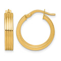 14k Polished Grooved Hoop Earrings