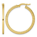 14k Polished Textured Greek Key Hoop Earrings