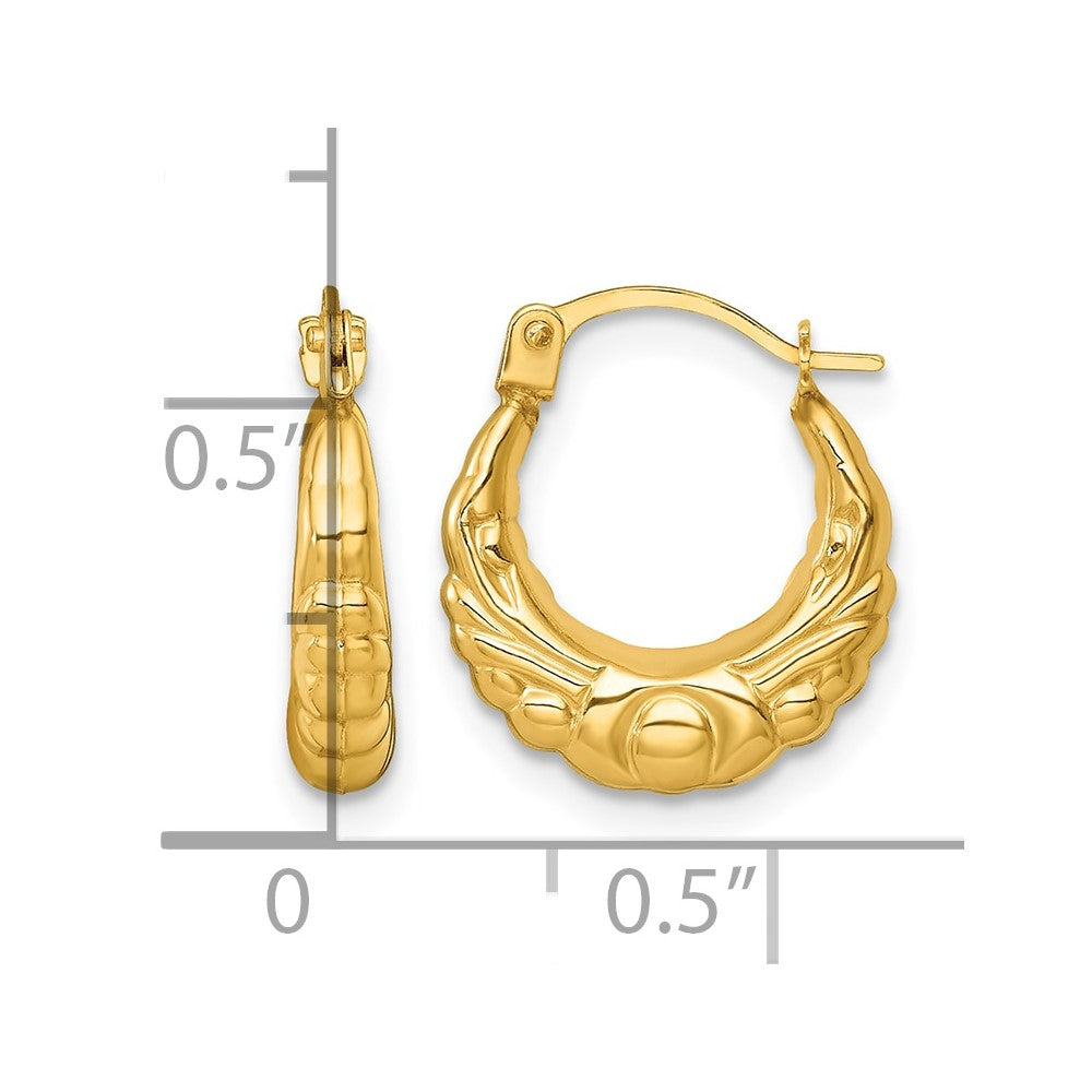 14k Polished Fancy Hoop Earrings