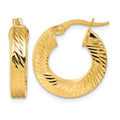 14K Polished and Diamond-cut Square Tube Hoop Earrings