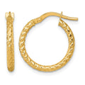 14k Polished Diamond-cut Hoop Earrings