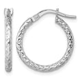 14k White Gold Polished Diamond-cut Hoop Earrings