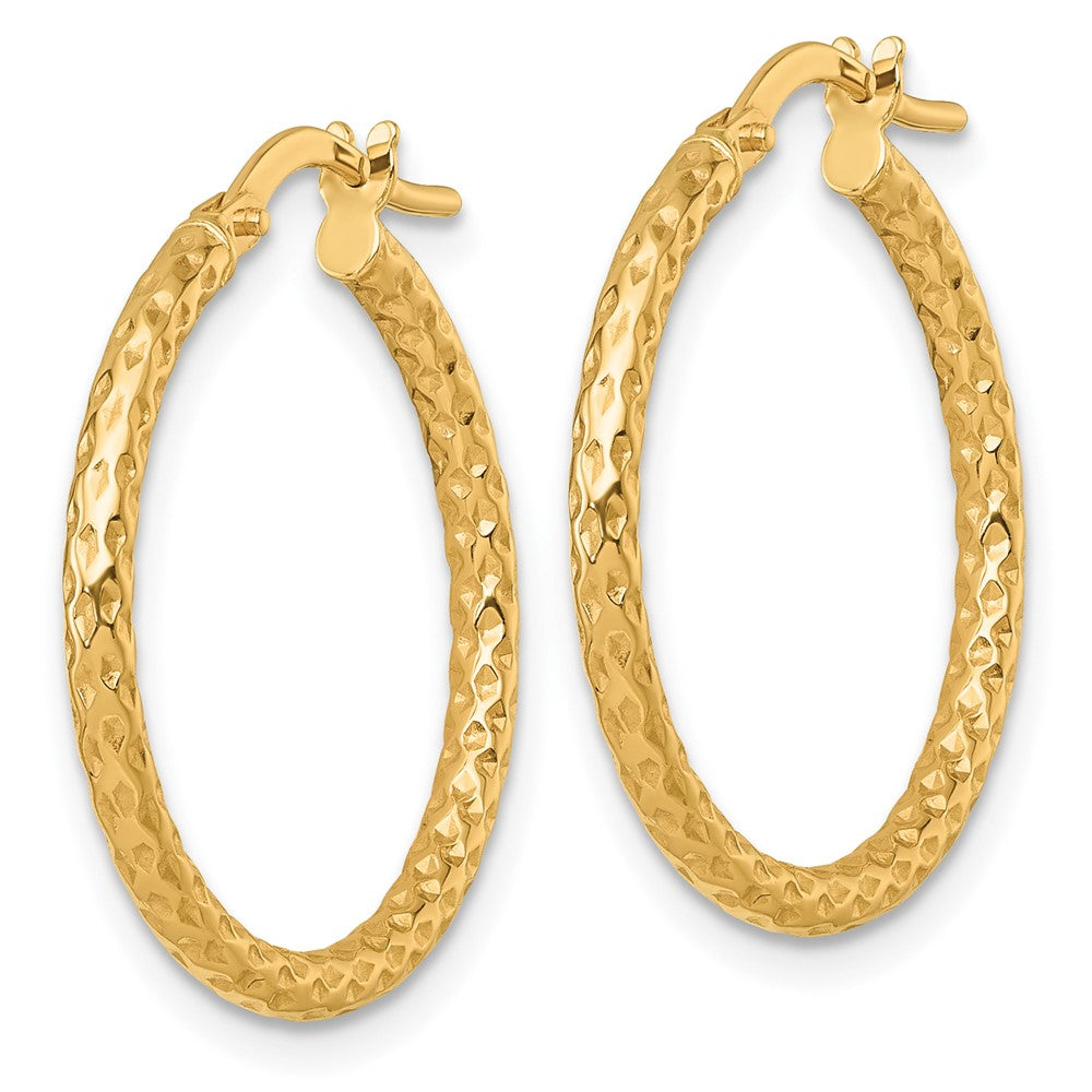 14k Polished Diamond-cut Hoop Earrings