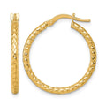 14k Polished Diamond-cut Hoop Earrings